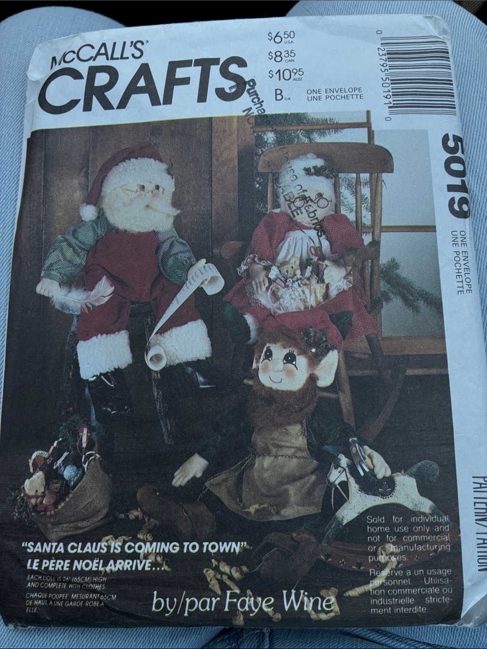 McCall's Crafts Santa, Mrs Claus or Elf doll and Costume Pattern Sewing 5019